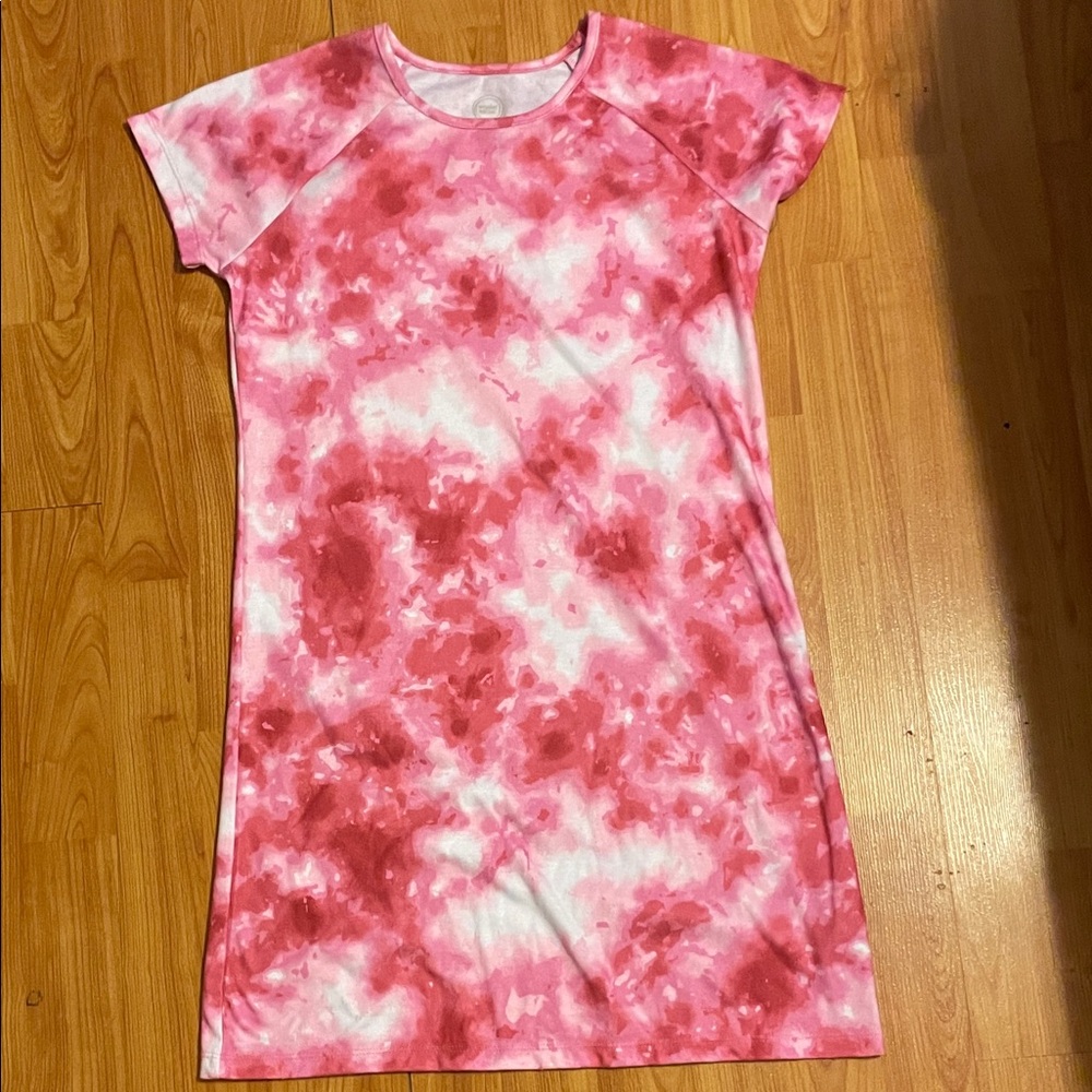 Pink Tie-Dye Short Sleeve Dress